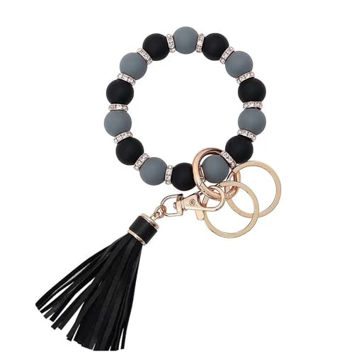 CCAIPU Perlen Armband Schlüsselanhänger für Damen, Handmade Key Ring Zubehör Mode elastische Autoschlüssel Geschenk für Carkeys Tasche Brieftasche Geldbörse (D) von CCAIPU