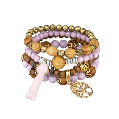 CCAIPU Perlen Armband für Damen, Stapelbare Bead Armband Bunte Stretch Armbänder Böhmisches Armbänder Sommer Strand Perlen Set Schmuck für Frauen und Mädchen (Rosa) von CCAIPU