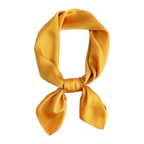 CCAIPU Seidenschal für Damen, Weicher Leichter Halstuch Einfarbig Seidengefühl Satin Bandana Damen Seidenschal für Frauen-70 x 70 cm (Gelb) von CCAIPU