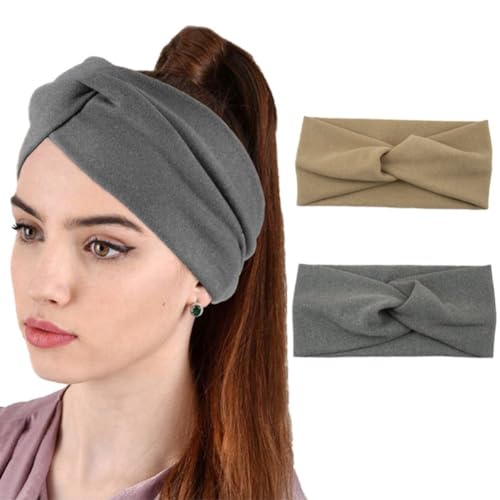 CCAIPU Winter Stirnband für Damen, Elastisch Haarband Knoten Stirnbänder Winter Warm Schal Outdoor Haarschmuck für Damen Mädchen (C-2pcs) von CCAIPU