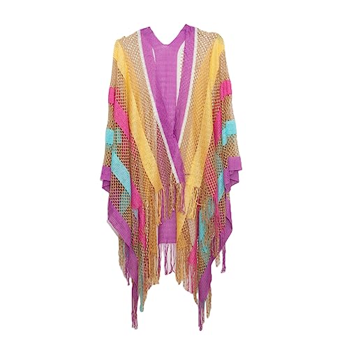 CCAIPU Strandkleid für Damen, Sheer Soft Tasseled Openwork Schal und Wraps Sommer Lange Strand Schal Tops Bikini Schwimmen Coverup Sonnenschutz Kleidung (Standard, Multicolor-B) von CCAIPU
