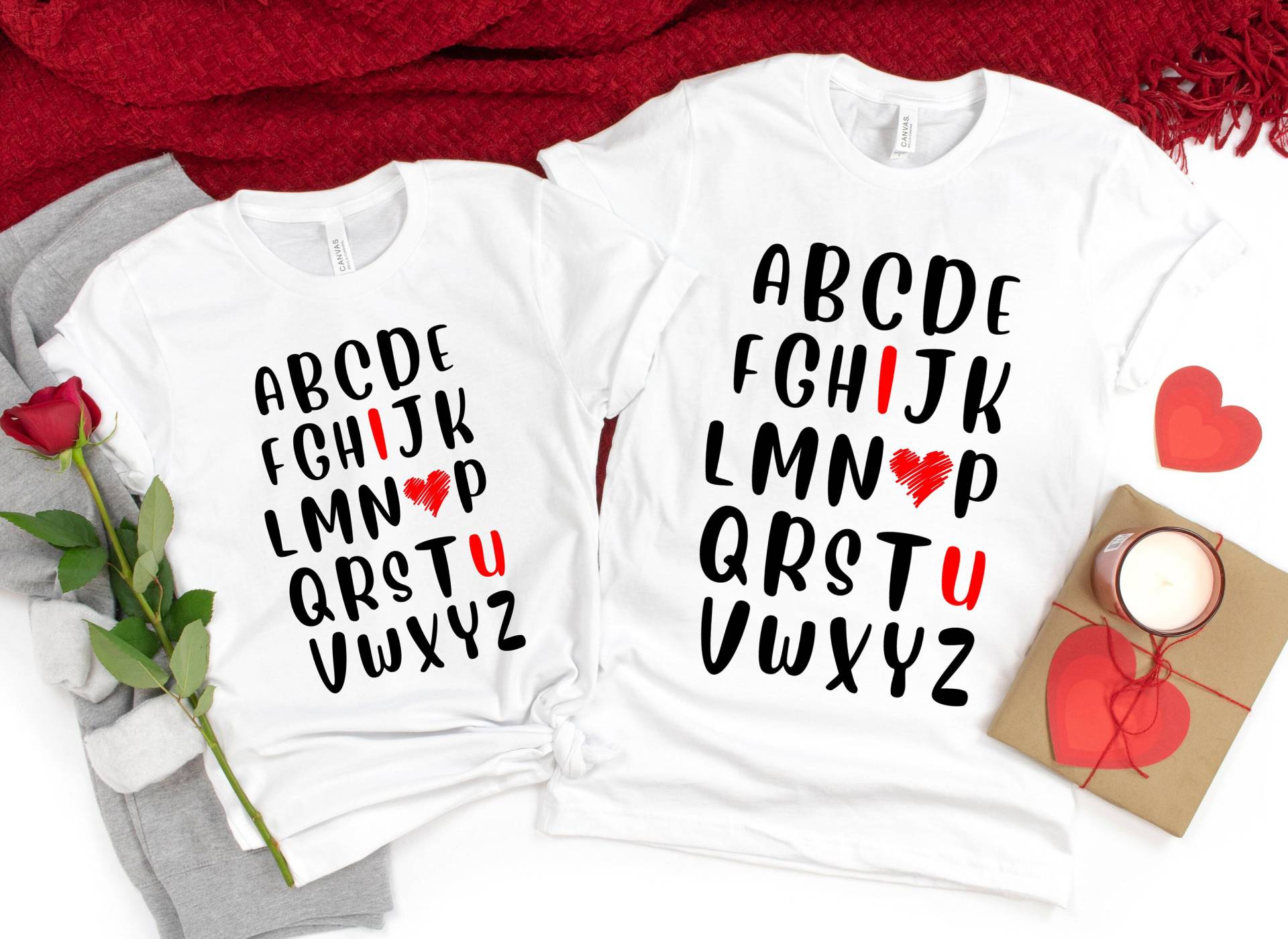 Abc-Paar-Shirt, Ich Liebe Dich T-Shirt, Alphabet-Shirt, Valentine-Shirt, Süßes Frauen-Shirt von CCApparelShop