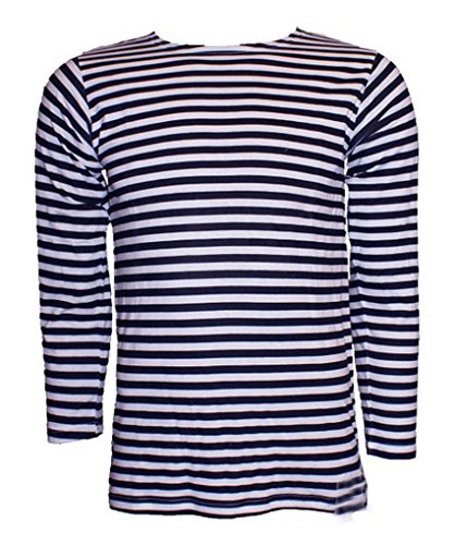 T-Shirt Seemann Telniashka Original 100% Baumwolle Langarm Farbe Blau/Weiß (XXL), blau, XXL von CCB