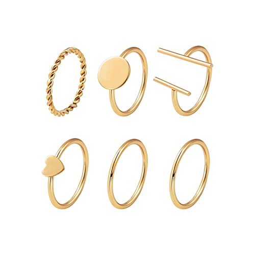 Ringschmuck Ringe 6pcs Damen Stapelringe Vintage Retro Cross Border Ring SetGeometric Joint Ring Set Punk Cocktail Stacking Promise Ring Braut Band Ringe Mädchen Schmuck von CCBUY