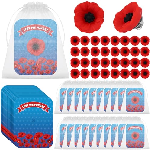 CCCYMM 36 Set Veteranentag Mohnblume Pins rote Mohnblume Harz Brosche Pin für Gedenktag Lest We Forget Mohnblumen Broschen für Damen und Herren mit Karte Organzabeutel Zubehör Geschenke CCCYMM 36 Set Veteranentag Mohnblume Pins rote Mohnblume Harz Brosche Pin für Gedenktag Lest We Forget Mohnblumen Broschen für Damen und Herren mit Karte Organzabeutel Zubehör Geschenke von CCCYMM