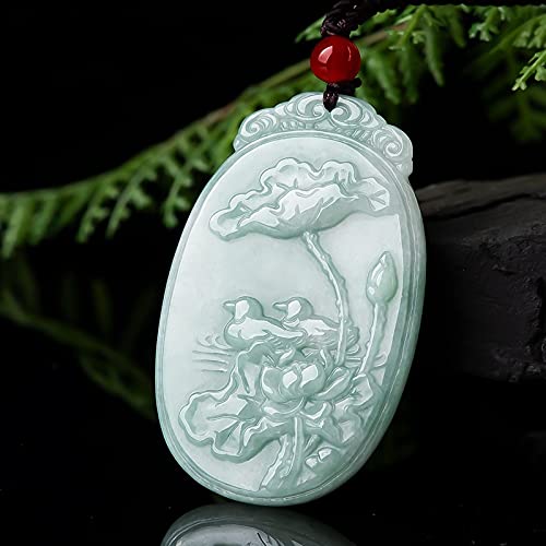 Natürliche Jade Anhänger Halskette Carving Glück Amulet, N Burmesischen Klasse A Jade Lotus Mandarine Ente Anhänger Männlichen und Weiblichen Jade Anhänger High-End Halskette Paar Jade Anhänger Gift von CCCYT