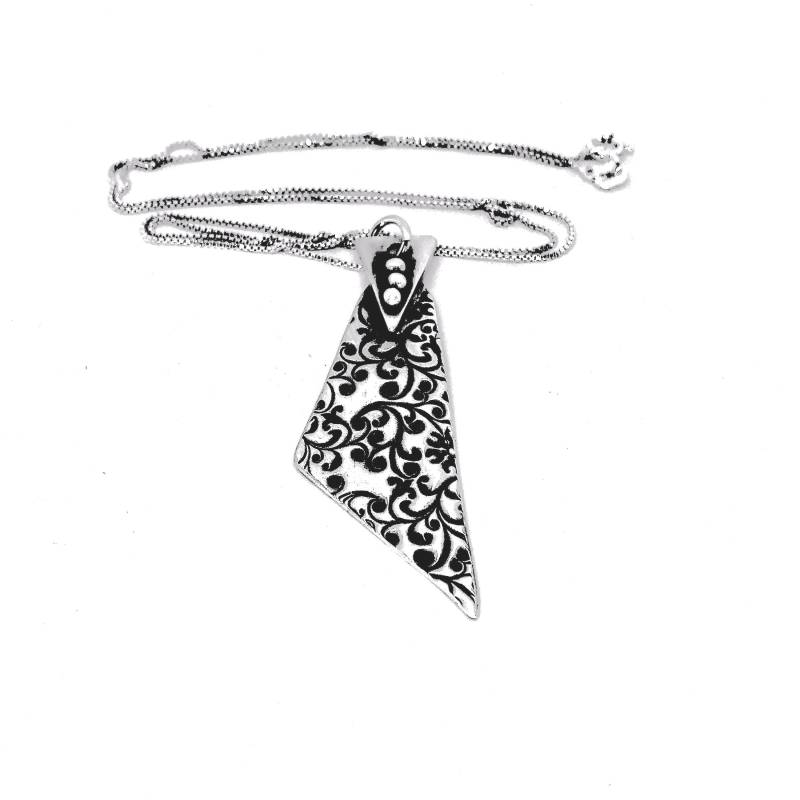Floral Dreieck Halskette, Silber Schmuck, Schmuck Floral Dreieck Halskette, Silber Schmuck, Schmuck von CCDesignsWNY