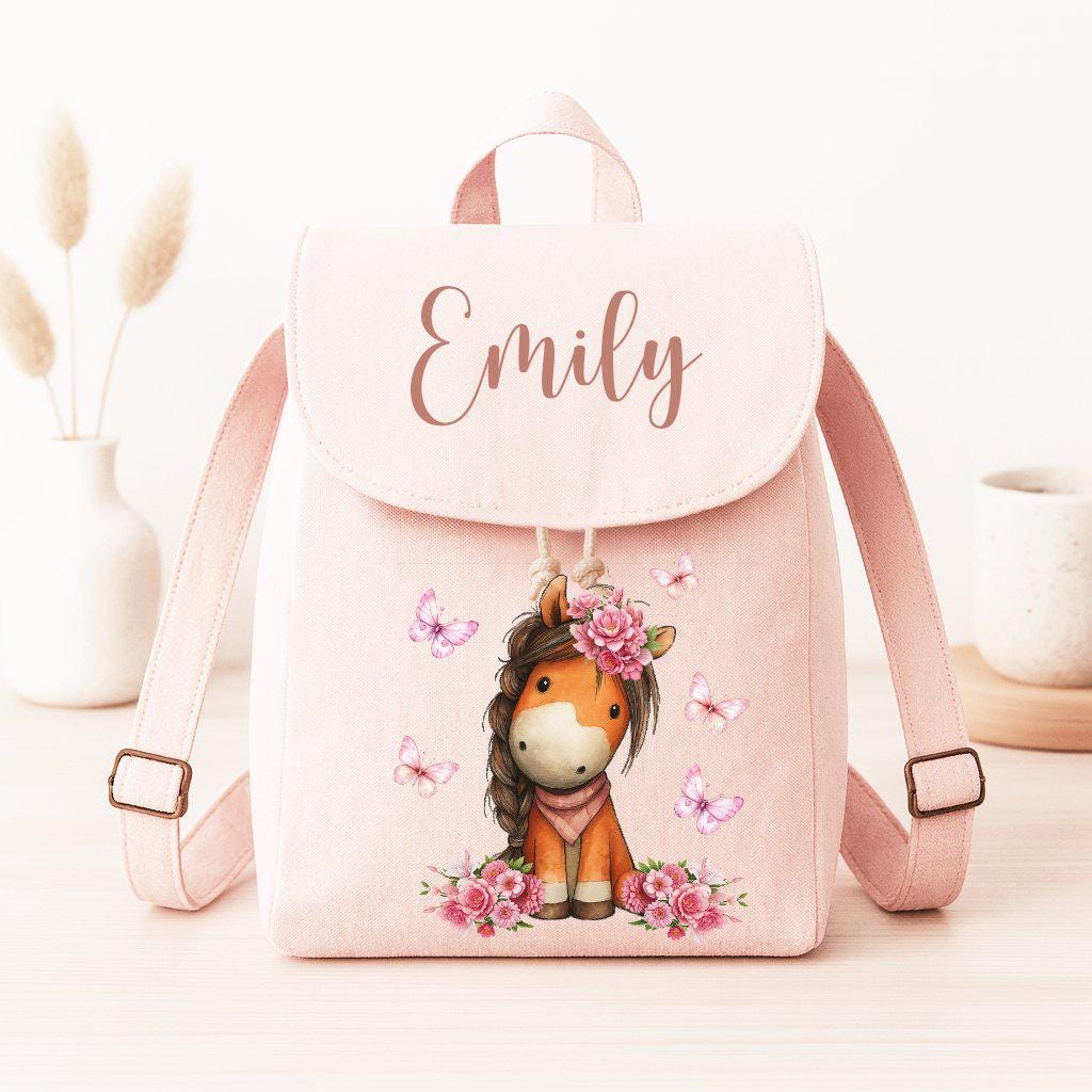 Kinder Rucksack Pony Personalisiert, Verschiedene Farben, Für Den Kindergarten, Geschenk, Kindergarten Start, Turn Rucksack, Hs111 von CCEDesign