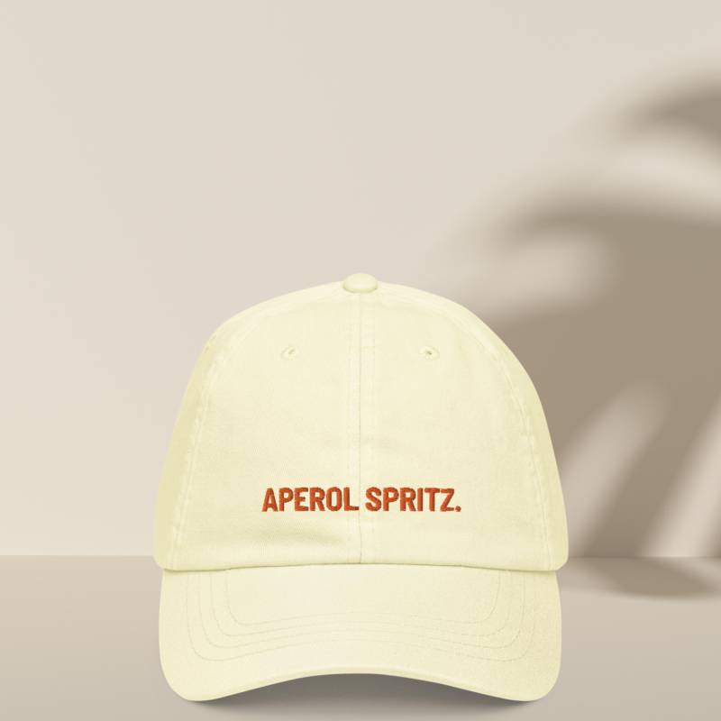 Pastel Baseball Cap Aperol Spritz Kappe Orange Yellow Minimalistic Trend Embroidered Dad Hat von CCGreyDesign