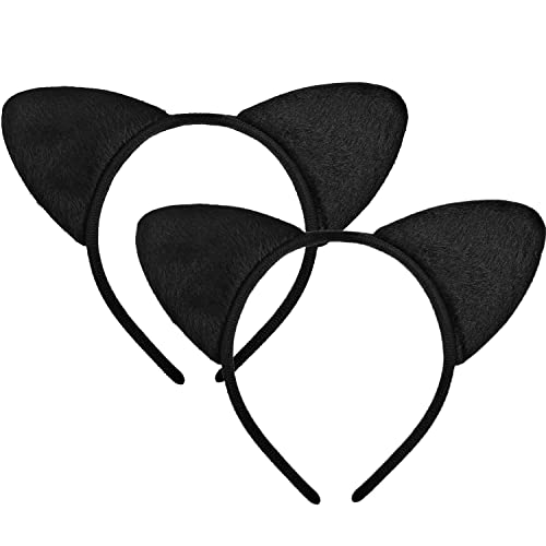CCHAMP 2 x Schwarz Katzenohren Stirnband Haarband Party Stirnband für Halloween Kostüm Zubehör und tägliche Dekoration für Frauen Mädchen von CCHAMP