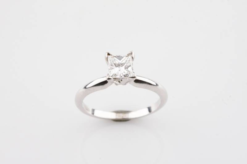 0.71 Karat Princess Cut Diamant Solitär 14K Weißgold Verlobungsring Gr. 5 von CCJStore