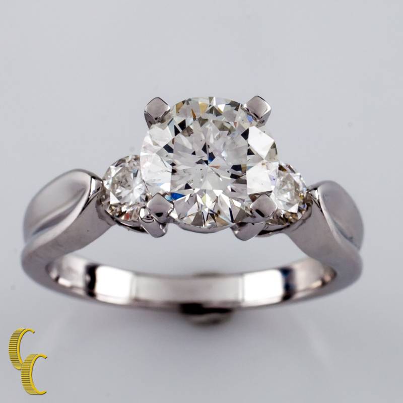 1.30 Karat Runder Brillant Diamant Platin Verlobungsring Gr. 5.75 von CCJStore