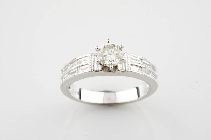 1.34 Karat Runder Diamant 14K Weißgold Verlobungsring Einheit Ring Größe 6.75 von CCJStore