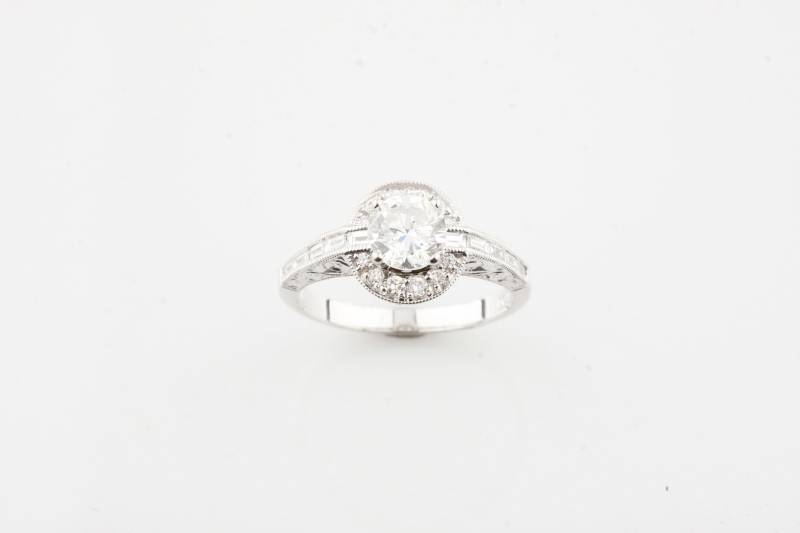 1.40 Karat Rund Diamant Halo 18K Weißgold Verlobungsring Gr. 6.5 von CCJStore