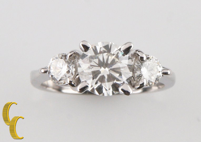 1.50 Karat Rund Brillant 18K Weißgold Verlobungsring Mit Egl Cert Größe 4.5 von CCJStore