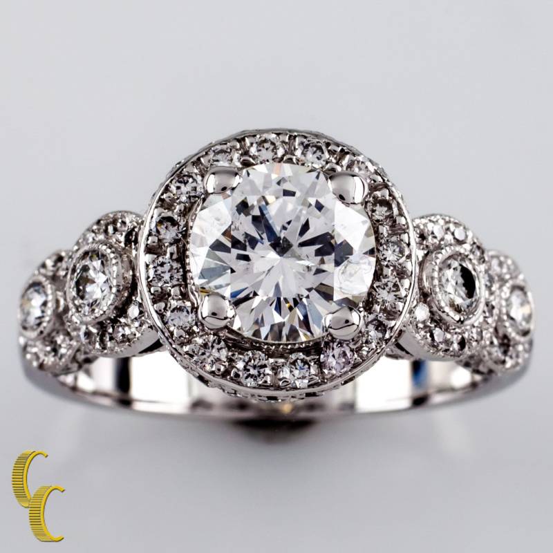 1.77 Karat Runder Brillant 18K Weißgold Verlobungsring Größe 6.25 von CCJStore