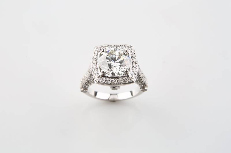 3.05 Karat Runder Brillant 14K Weißgold Verlobungsring Gia-Zertifiziert von CCJStore