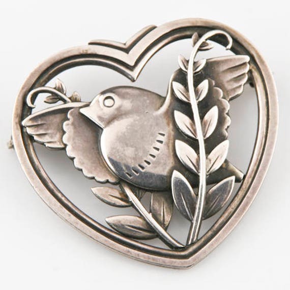 Jahrgang Georg Jensen Sterling Silber Taube Und Olivenzweig Pin #239 von CCJStore