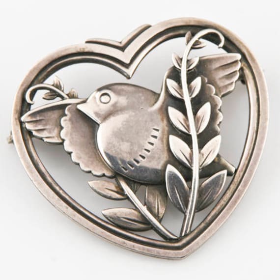 Jahrgang Georg Jensen Sterling Silber Taube Und Olivenzweig Pin #239 von CCJStore