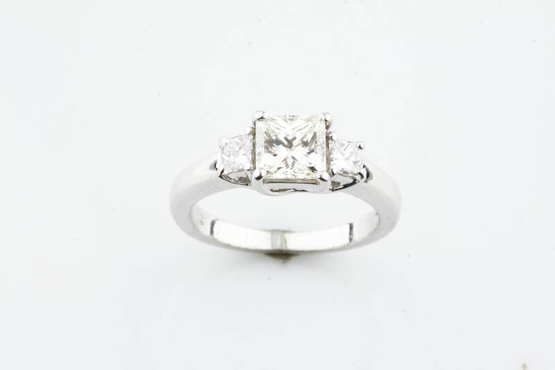 Jeff Cooper Platinum Princess Cut 3 Stein Diamant Verlobungsring von CCJStore