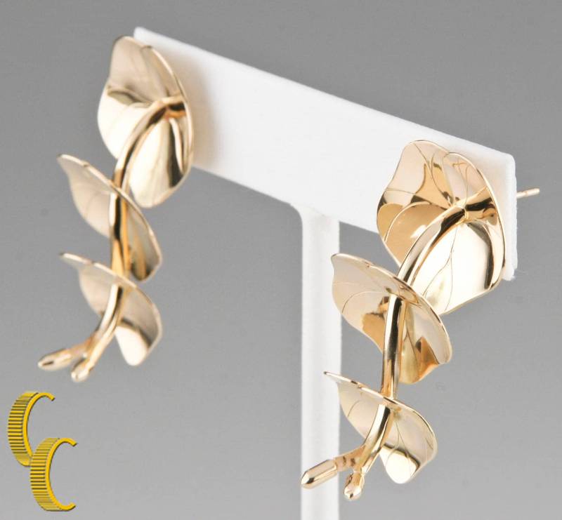 Robyn Nichols 14K Gelbgold Lilie Pad Ohrstecker von CCJStore