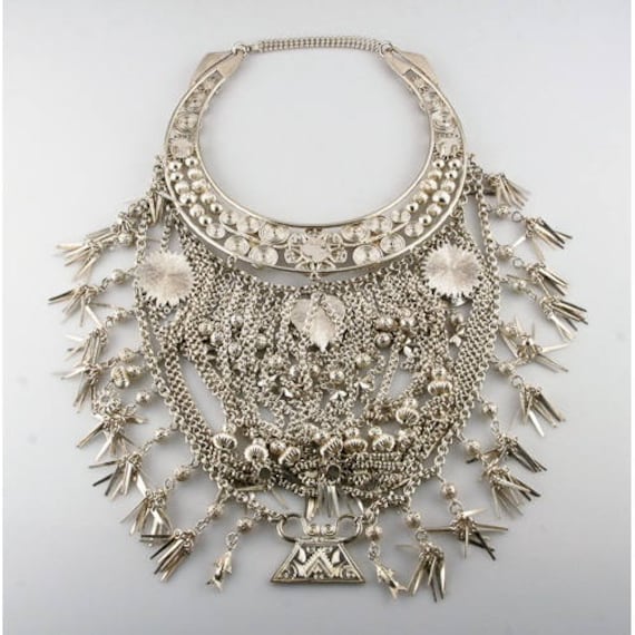 Silber Bib Halskette Baumelt Blumen Quasten Sterne Sun Herz Fisch Rote Stein Perle von CCJStore