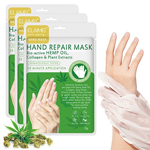 CCKULOOB Handmaske 3 Paar Handmaske für Sehr Trockene Hände Feuchtigkeitshandschuh Handpflege Handschuhe für Trockene Alternde Rissige Hände für Frauen und Männer von CCKULOOB