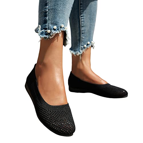 2025 Damen Ballerinas Bequem Slip On Ballerina Schuhe rutschfest Flache Stricken Sommerschuhe Trachtenschuhe Sommer Elegant Dirndl Weiche Sportlich Flat Tanzschuhe von CCOOfhhc