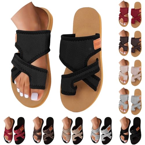 Blitzangebote,Orthopädische Sandalen Damen Sommer Hallux Valgus Flach Pantolette Leichte Mesh Strandsandalen Bequeme Big Toe Hausschuhe Breite Füße Casual Pantolette Freizeitschuhe Sommerschuhe von CCOOfhhc