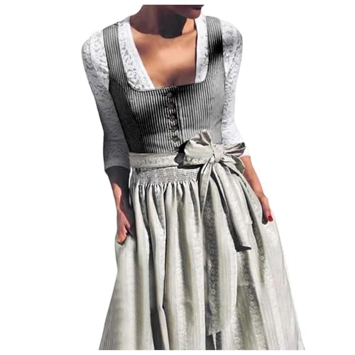 CCOOfhhc 2025 Dirndl Damen Midi Trachtenkleid Trachtenmode Trachtenrock Dirndlkleid Inkl. Dirndl, Dirndlbluse, Dirndlschürze 2/3 Teilig für Frauen Oktoberfest Besondere Anlässe von CCOOfhhc