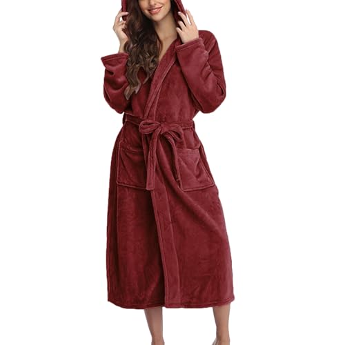 CCOOfhhc Bademantel Damen Baumwolle Lang Morgenmantel Damen Kuschelig Lang Bademäntel Loungewear Saunamantel Hausmantel Mantel Flauschig Flausch Weich Kuscheliger Mikrofaser Weicher Kimono Microfaser von CCOOfhhc