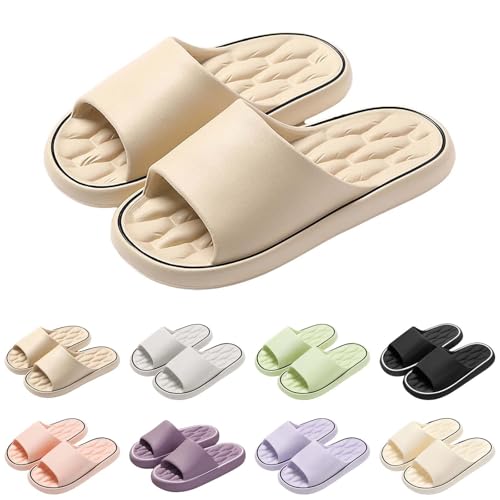 CCOOfhhc Badeschuhe Damen Herren Ultraweiche Ergonomische Schnelltrocknende Hausschuhe Super Weich Rutschfest Hausschuhe mit Rutschfester Sohle Wolkenschuhe Memory‑foam Slipper von CCOOfhhc