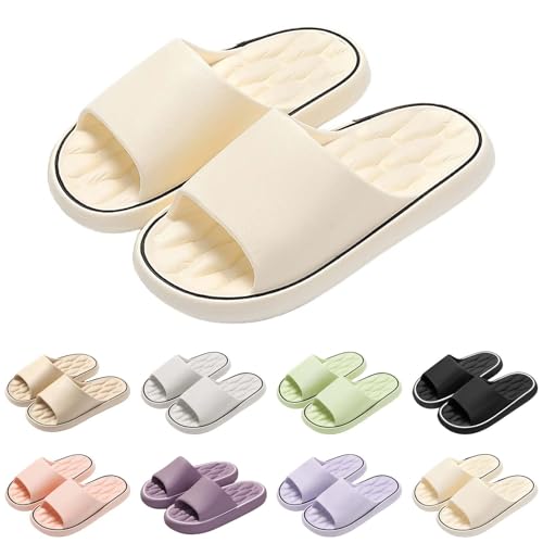CCOOfhhc Badeschuhe Damen Herren Ultraweiche Ergonomische Schnelltrocknende Hausschuhe Super Weich Rutschfest Slipper mit Rutschfester Sohle Hausschuhe Memory‑foam Wolkenschuhe von CCOOfhhc