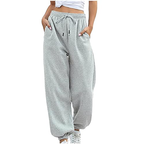 CCOOfhhc Boyfriend Jogginghose für Frauen Baggy Cuffed High Waist Jogginghose Comfy Girl Dickes Fleece Gefütterte Baumwolljogginghose Oversized Sporthosen Locker Elastischer Bund Freizeithose von CCOOfhhc