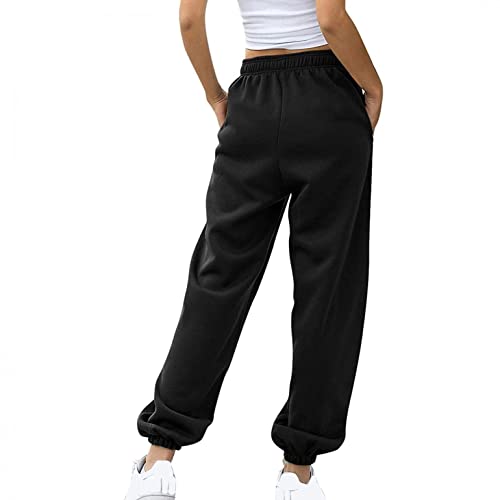 CCOOfhhc Boyfriend Jogginghose für Frauen Baggy Cuffed High Waist Jogginghose Comfy Girl Dickes Fleece Gefütterte Baumwolljogginghose Oversized Sporthosen Locker Elastischer Bund Freizeithose von CCOOfhhc