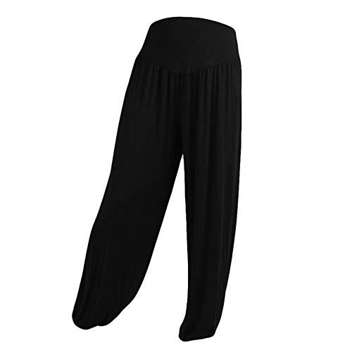 CCOOfhhc Damen Elastische Bund Lose Beiläufige Baumwolle Weich Yoga Hose Sport Tanz Locker Haremshosen Dance PJs Lounge Umstandshose Große Größen Baggy Hippie Boho Pumphose Einfarbig von CCOOfhhc