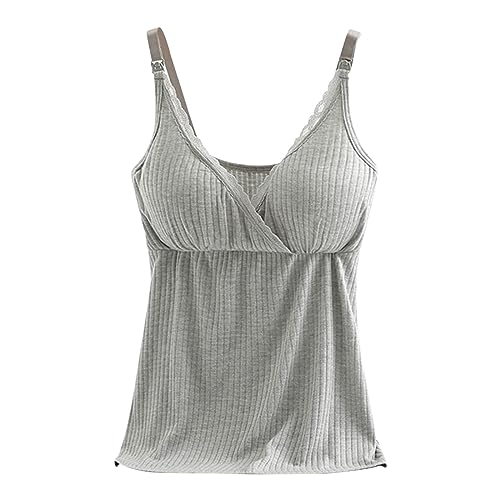 CCOOfhhc Damen Tank Top Mit Integriertem BH, Spaghetti-Top Oberteil Gepolstertes Ohne Bügel Trägertop Weste mit Cups Bauchweg Regal BH Basic Eingebauter Unterhemd Bustier Verstellbarer Breiter Riemen von CCOOfhhc