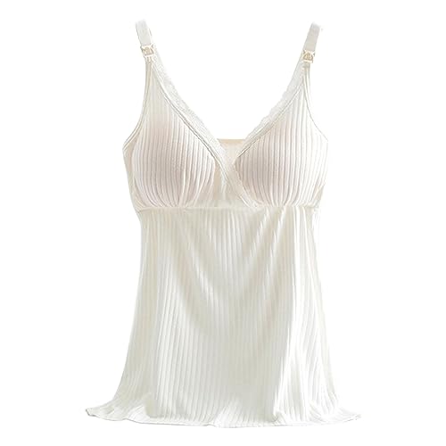 CCOOfhhc Damen Tank Top Mit Integriertem BH, Spaghetti-Top Oberteil Gepolstertes Ohne Bügel Trägertop Weste mit Cups Bauchweg Regal BH Basic Eingebauter Unterhemd Bustier Verstellbarer Breiter Riemen von CCOOfhhc