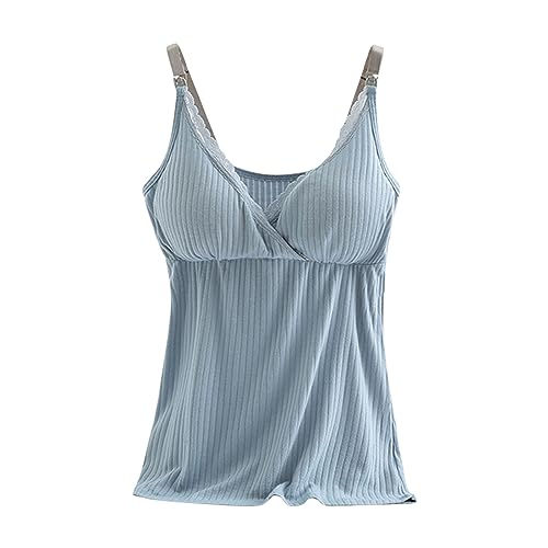 CCOOfhhc Damen Tank Top Mit Integriertem BH, Spaghetti-Top Oberteil Gepolstertes Ohne Bügel Trägertop Weste mit Cups Bauchweg Regal BH Basic Eingebauter Unterhemd Bustier Verstellbarer Breiter Riemen von CCOOfhhc
