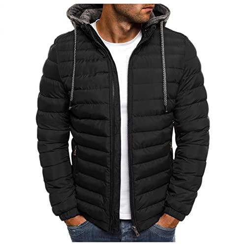 CCOOfhhc Dünne Daunenjacke Herren Leicht Mit Kapuze Steppjacke Winter Warm Übergangsjack Große Größen Lang Winterjacke Parka Mantel Wintermantel Jacke Parker Windbreaker Slim Fit Kapuzenjacke von CCOOfhhc