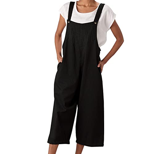 CCOOfhhc Einteiler Strampler Ärmellos Damen Elegant Lang Casual Freizeit Playsuit Hose Sommer Overalls Romper Jumpsuit Hosenanzug Einteiler Ärmellos Blumendruck Sommerhose Lose Weites Bein Latzhose von CCOOfhhc