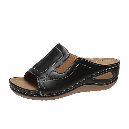 Elegant Weiche Orthopädische Sandalen Für Frauen Sommerlich Pantoletten Frauen 2024 Schuhe with Arch Support Sandalette Retro Flip-Flops Damenschuhe Boho Plateau Flachsandalen Zehentrenner von CCOOfhhc