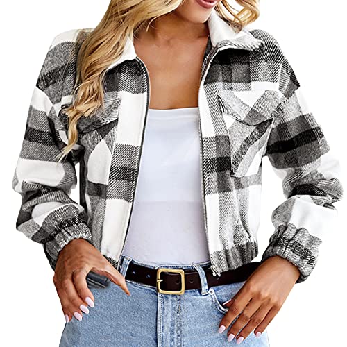 CCOOfhhc Flanellhemd Damen Kariert Oversized Outwear Klassische Herbst Kariertehemd Longshirt Leicht Boyfriend Plaid Blusen Flanell Jacke Freizeit Langarm Lässig Freizeithemd Blusenshirt von CCOOfhhc