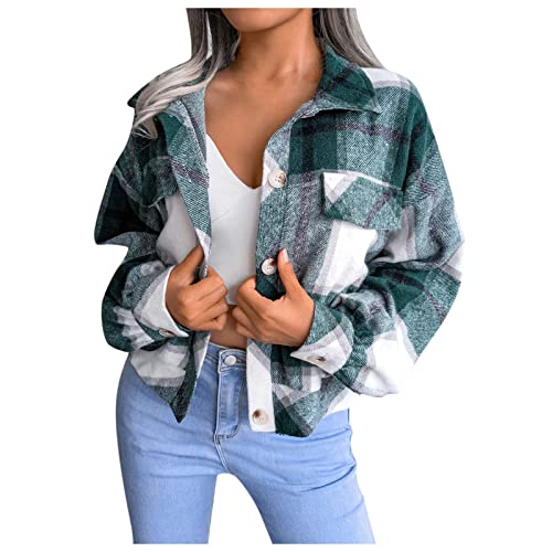 CCOOfhhc Flanellhemd Damen Kariert Oversized Outwear Klassische Herbst Kariertehemd Longshirt Leicht Boyfriend Plaid Blusen Flanell Jacke Freizeit Langarm Lässig Freizeithemd Blusenshirt von CCOOfhhc