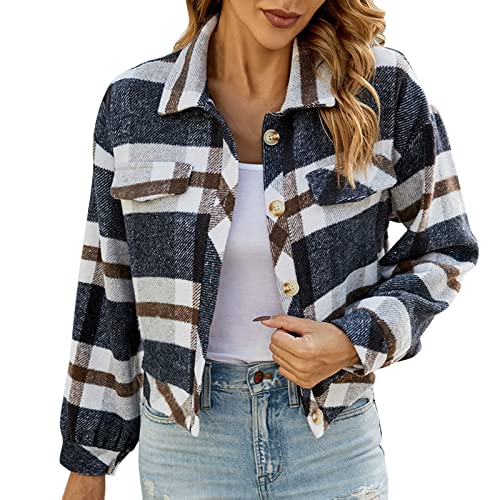 CCOOfhhc Flanellhemd Damen Kariert Oversized Outwear Klassische Herbst Kariertehemd Longshirt Leicht Boyfriend Plaid Blusen Flanell Jacke Freizeit Langarm Lässig Freizeithemd Blusenshirt von CCOOfhhc