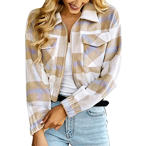 CCOOfhhc Flanellhemd Damen Kariert Oversized Outwear Klassische Herbst Kariertehemd Longshirt Leicht Boyfriend Plaid Blusen Flanell Jacke Freizeit Langarm Lässig Freizeithemd Blusenshirt von CCOOfhhc