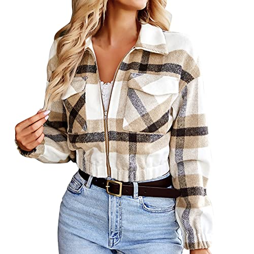 CCOOfhhc Flanellhemd Damen Kariert Oversized Outwear Klassische Herbst Kariertehemd Longshirt Leicht Boyfriend Plaid Blusen Flanell Jacke Freizeit Langarm Lässig Freizeithemd Blusenshirt von CCOOfhhc