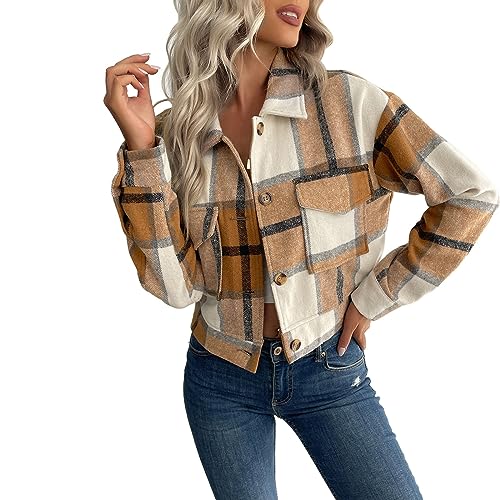 CCOOfhhc Flanellhemd Damen Kariert Oversized Outwear Klassische Herbst Kariertehemd Longshirt Leicht Boyfriend Plaid Blusen Flanell Jacke Freizeit Langarm Lässig Freizeithemd Blusenshirt von CCOOfhhc