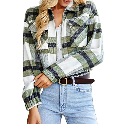 CCOOfhhc Flanellhemd Damen Kariert Oversized Outwear Klassische Herbst Kariertehemd Longshirt Leicht Boyfriend Plaid Blusen Flanell Jacke Freizeit Langarm Lässig Freizeithemd Blusenshirt von CCOOfhhc