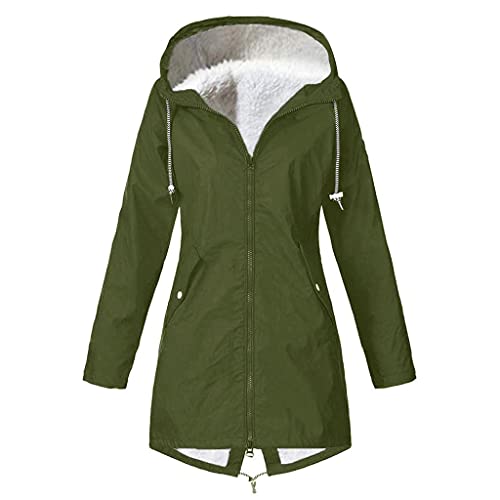 CCOOfhhc Fleecejacke Damen Funktionsjacke 3 in 1 Regenmantel Wasserdicht Atmungsaktiv Lang Laufjacke Jacke Outdoor Sport Leichte Windjacke Sweatshirtjacke mit Kapuze Lange Steppweste Übergangsjacke von CCOOfhhc